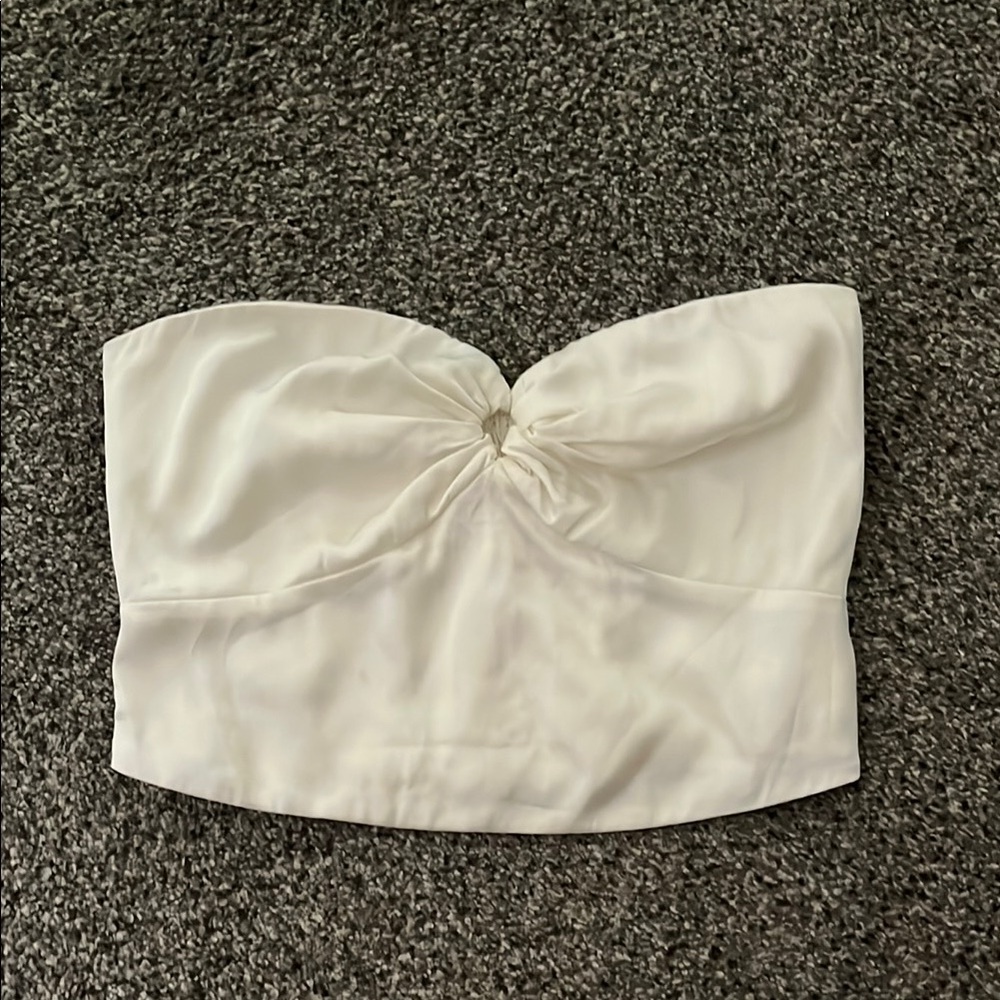 Abercrombie Satin Elegant White Strapless Top